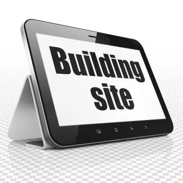 Constructing concept: Tablet Computer with Building Site on display Stock Illustration