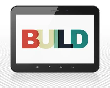 Constructing concept: Tablet Pc Computer with Build on  display Stock Illustration