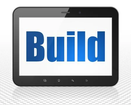 Constructing concept: Tablet Pc Computer with Build on display Ilustración de archivo