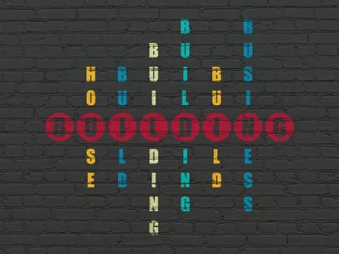 Constructing concept: word Building in Crossword Puzzle Stock Illustration