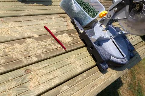 Constructing a deck Stock Photos