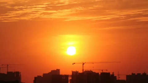 Constructing district in sunset Stock Footage 90018830