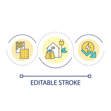 Constructing energy efficient buildings loop concept icon Ilustración de archivo