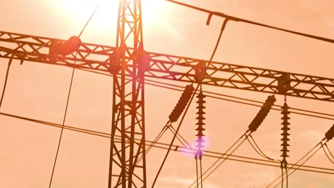 Constructing Energy High Voltage Line Network in 4K Stock Footage 260654483