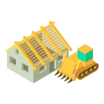 Constructing icon, isometric style Illustrazione stock