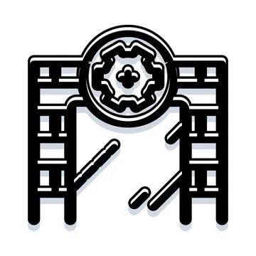 Constructing ideas on scaffolding with engineering gear Stock Illustration