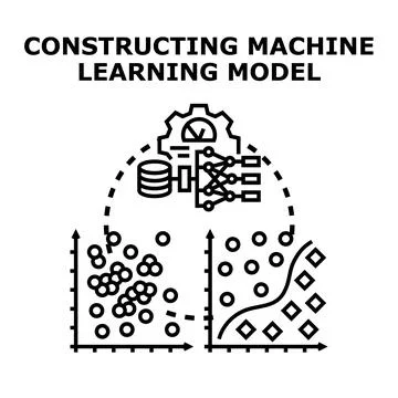 Constructing machine learning model with data analysis Stock Illustration