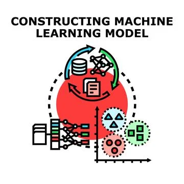 Constructing machine learning model process illustration Stockillustratie