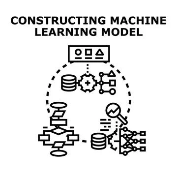 Constructing machine learning model vector concept Stock Illustration