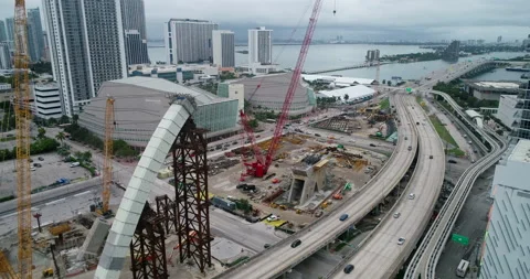 Constructing new bridge downtown Stock Footage 231734659