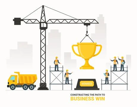 Constructing the path to business win illustration. Stock Illustration