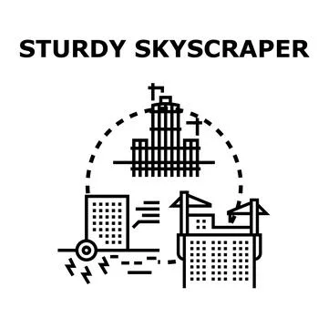Constructing a resilient skyscraper resisting geological instability Stock-Illustration