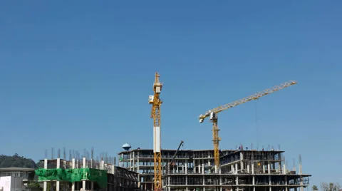 Constructing site Time Lapse moving crane 스톡 동영상 35696175