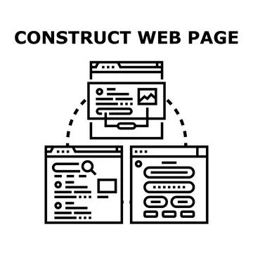 Constructing web page architecture, programming, and design concept Stock Illustration
