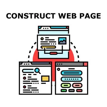 Constructing web page architecture, programming, and design concept Stock Illustration