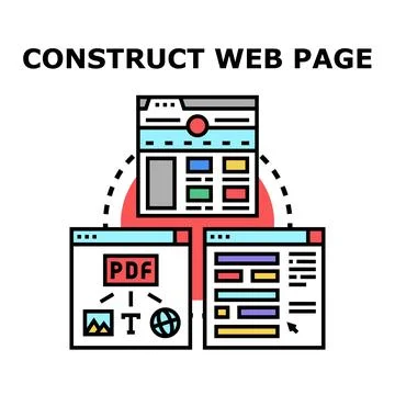 Constructing web pages with diverse content and structure concepts Illustrazione stock