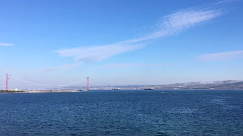 The construction of 1915 Canakkale Bridge Stock Footage 171013413