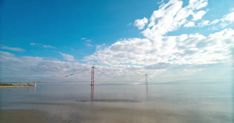 The construction of 1915 Canakkale Bridge timelapse Stock-Footage 211867455