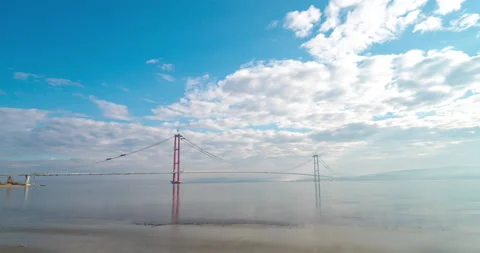 The construction of 1915 Canakkale Bridge timelapse Stock-Footage 211868039