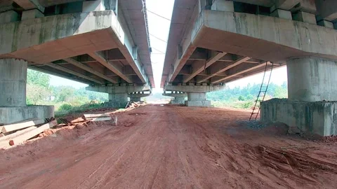 Construction of 2 bridges Stock Footage 159925155