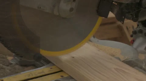 Construction, 2 cuts with a miter saw Stock Footage 47376489