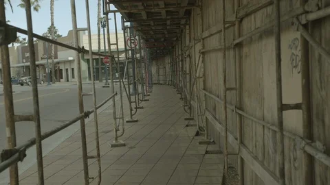 Construction. Abandoned empty city during coronavirus quarantine Raw color. Stock Footage 127121121