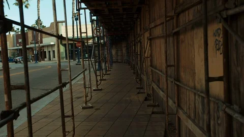 Construction. Abandoned empty city during coronavirus quarantine Stock Footage 127121270