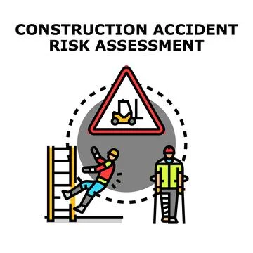 Construction accident risk assessment managing workplace safety Stock Illustration