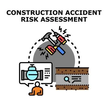 Construction accident risk assessment managing safety planning Stock Illustration