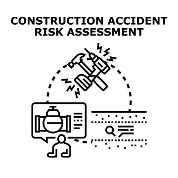 Construction accident risk assessment managing safety planning Stock Illustration