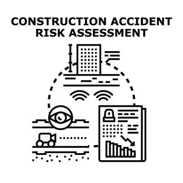 Construction accident risk assessment planning and safety analysis Stock Illustration