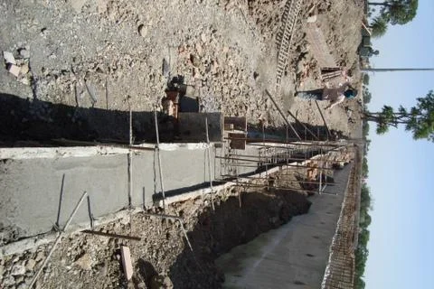 Construction activities with landscape transform into urban area with machine Stock Photos