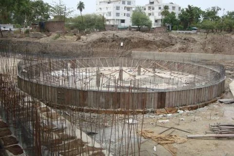 Construction activities with landscape transform into urban area with machine Stock Photos
