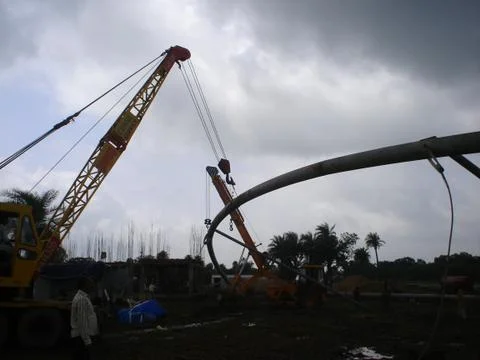 Construction activities with landscape transform into urban area with machine Stock Photos