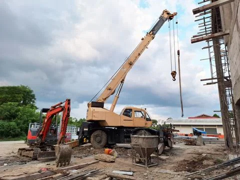 Construction activities take place . Stock Photos