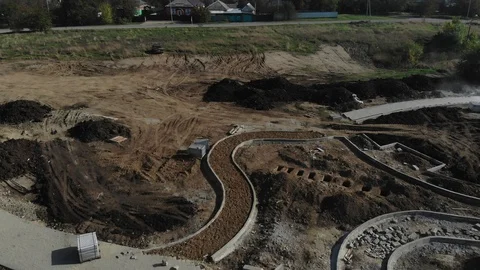 Construction from the air. Aerial view of the construction site. Stock Footage 125536551