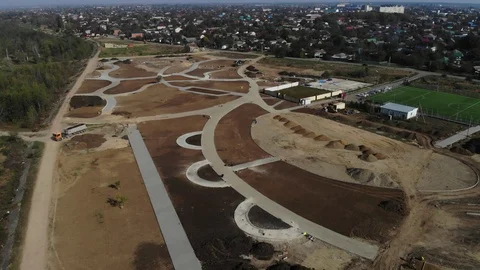 Construction from the air. Aerial view of the construction site. Stock Footage 125536558