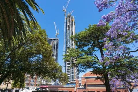 Construction of Altitude by Meriton condominium complex in Parramatta suburb Stock Photos
