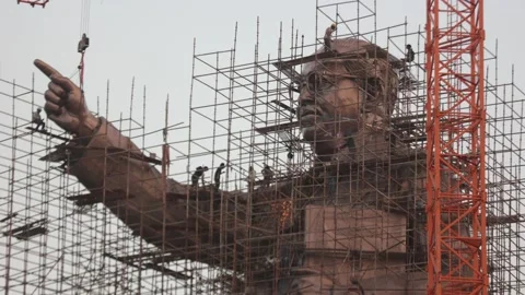 Construction-Ambedkar-Statue-9623 Stock Footage 237236730