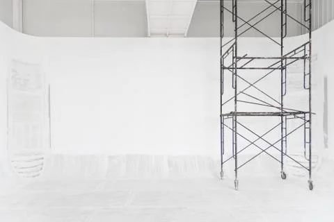 Construction and abstract background. White room renovating work process with Stock Photos