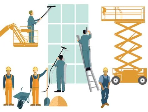 Construction and building cleaning Stock Illustration
