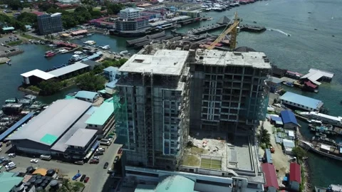 Construction and Building Development in Semporna Sabah, Malaysia Stock Footage 203769205