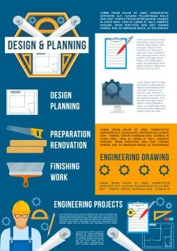 Construction and building industry poster Ilustración de archivo