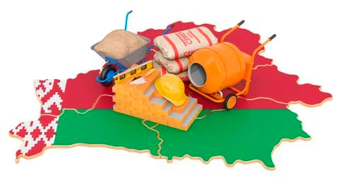 Construction and Building Materials in Belarus concept, 3D rendering Ilustración de archivo