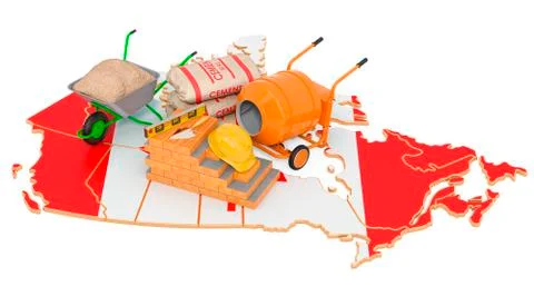 Construction and Building Materials in Canada concept, 3D rendering Ilustración de archivo