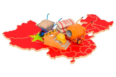 Construction and Building Materials in China concept, 3D rendering Ilustración de archivo