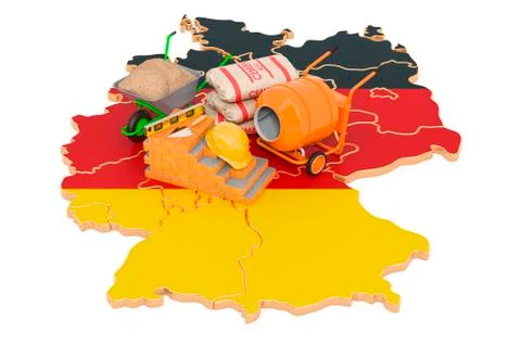 Construction and Building Materials in Germany concept, 3D rendering Ilustración de archivo