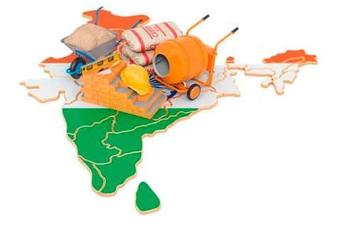 Construction and Building Materials in India concept, 3D rendering Ilustración de archivo