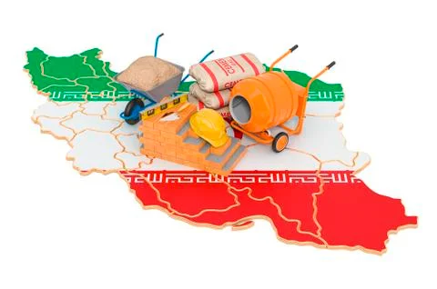 Construction and Building Materials in Iran concept, 3D rendering Ilustración de archivo