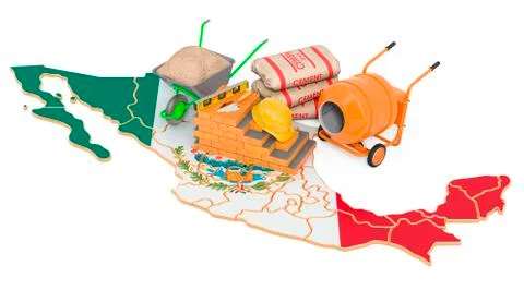 Construction and Building Materials in Mexico concept, 3D rendering Ilustración de archivo
